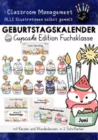 Vorschau - Mal- und Bastelvorlagen - Geburtstagskalender Fuchs Cupcakes | Fuchsklasse Grundschule - Deckblatt