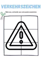 Vorschau - Mal- und Bastelvorlagen - Ausschneiden und kleben Verkehrsschilder / Verkehrszeichen - Wortschatz basteln Feinmotorik (Grundschule) - Seite 1