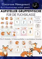 Vorschau - Stationenlernen - Gruppentisch-Aufsteller Fuchs | Schilder für Stationenarbeit Fuchsklasse - Deckblatt