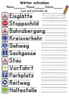 Vorschau - Arbeitsblätter - Verkehrsschilder / Verkehrszeichen: Wörter und Sätze schreiben und Silben DaZ/DaF / Deutsch - Seite 3