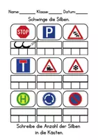 Vorschau - Arbeitsblätter - Verkehrsschilder / Verkehrszeichen: Silben • Wortschatz (DaZ/DaF / Deutsch) - Seite 2