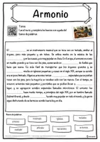 Vista previa - Hojas de trabajo - Armonio Ficha de música: texto con huecos, comprensión auditiva y sopa de letras - página 1
