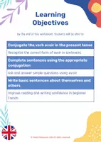 Aperçu - Feuilles d'exercices - Le Verbe Avoir | No Prep Worksheets | - Page 1