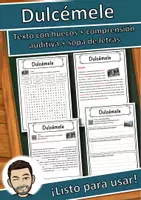 Vista previa - Hojas de trabajo - Dulcémele Ficha de música: texto con huecos, comprensión auditiva y sopa de letras - Portada