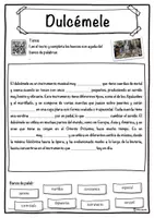 Vista previa - Hojas de trabajo - Dulcémele Ficha de música: texto con huecos, comprensión auditiva y sopa de letras - página 1