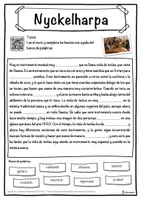Vista previa - Hojas de trabajo - Nyckelharpa Ficha de música: texto con huecos, comprensión auditiva y sopa de letras - página 1