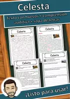 Vista previa - Hojas de trabajo - Celesta Ficha de música: texto con huecos, comprensión auditiva y sopa de letras - Portada