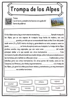 Vista previa - Hojas de trabajo - Trompa de los Alpes Ficha de música: texto con huecos, comprensión auditiva y sopa de letras - página 1