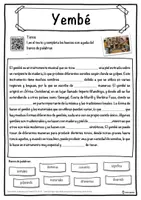Vista previa - Hojas de trabajo - Yembé Ficha de música: texto con huecos, comprensión auditiva y sopa de letras - página 1