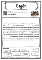 Vista previa - Hojas de trabajo - Cajón Ficha de música: texto con huecos, comprensión auditiva y sopa de letras - página 1