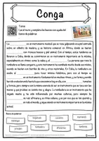 Vista previa - Hojas de trabajo - Conga Ficha de música: texto con huecos, comprensión auditiva y sopa de letras - página 1