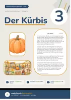 Vorschau - Unterrichtsreihen - Der Kürbis - Klasse 3 - 3-fach differenzierter Lesetext (Bildkarten, Stundenverlauf, Aufgaben + Lösungen uvm.) - Deckblatt