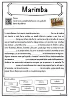 Vista previa - Hojas de trabajo - Marimba Ficha de música: texto con huecos, comprensión auditiva y sopa de letras - página 1