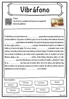 Vista previa - Hojas de trabajo - Vibráfono Ficha de música: texto con huecos, comprensión auditiva y sopa de letras - página 1