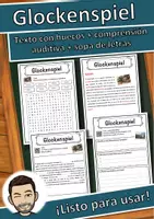 Vista previa - Hojas de trabajo - Glockenspiel Ficha de música: texto con huecos, comprensión auditiva y sopa de letras - Portada