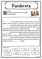 Vista previa - Hojas de trabajo - Pandereta Ficha de música: texto con huecos, comprensión auditiva y sopa de letras - página 1
