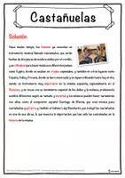 Vista previa - Hojas de trabajo - Castañuelas Ficha de música: texto con huecos, comprensión auditiva y sopa de letras - página 2