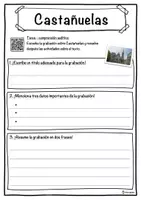 Vista previa - Hojas de trabajo - Castañuelas Ficha de música: texto con huecos, comprensión auditiva y sopa de letras - página 3
