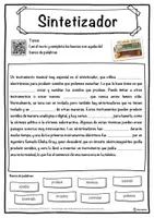 Vista previa - Hojas de trabajo - Sintetizador Ficha de música: texto con huecos, comprensión auditiva y sopa de letras - página 1