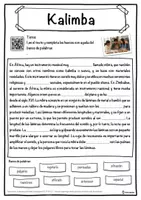 Vista previa - Hojas de trabajo - Kalimba Ficha de música: texto con huecos, comprensión auditiva y sopa de letras - página 1