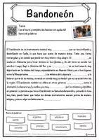Vista previa - Hojas de trabajo - Bandoneón Ficha de música: texto con huecos, comprensión auditiva y sopa de letras - página 1