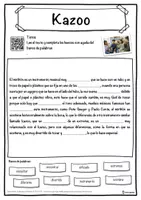 Vista previa - Hojas de trabajo - Kazoo Ficha de música: texto con huecos, comprensión auditiva y sopa de letras - página 1