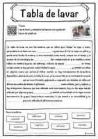Vista previa - Hojas de trabajo - Tabla de lavar Ficha de música: texto con huecos, comprensión auditiva y sopa de letras - página 1