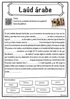 Vista previa - Hojas de trabajo - Laúd árabe Ficha de música: texto con huecos, comprensión auditiva y sopa de letras - página 1