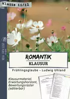 Vorschau - Klassenarbeiten - Klausur Deutsch Oberstufe – Romantik: Ludwig Uhland „Frühlingsglaube“ | Erwartungshorizont & Bewertungsraster - Deckblatt
