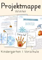 Vorschau - Arbeitsblätter - Projektmappe Winter | Basteln, Natur, Tiere, Wetter | Kindergarten Kita Vorschule - Deckblatt