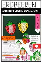 Vorschau - Arbeitsblätter - Schriftliche Division bis 10 000 | Freiarbeit 4. Klasse | 24 Karteikarten mit Selbstkontrolle | Erdbeersorten - Deckblatt
