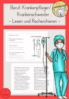 Vorschau - Arbeitsblätter - Lesen Recherchieren Berufe Krankenpfleger - Deckblatt
