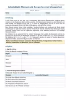 Vorschau - Arbeitsblätter - Arbeitsblatt Physik Klasse 7 - Messen und Auswerten von Messwerten - Deckblatt