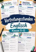 Vorschau - Stundenentwürfe - Vertretungsstunden Englisch Klasse 11-12, 10 Arbeitsblätter - Deckblatt