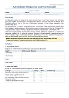 Vorschau - Arbeitsblätter - Arbeitsblatt Physik Klasse 7 - Temperatur und Thermometer - Deckblatt