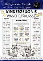Vorschau - Anderer Materialtyp - Kinderzeugnis Waschbär | Halbjahr & Schuljahresende Waschbärklasse - Deckblatt