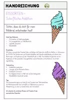 Vorschau - Arbeitsblätter - Schriftliche Addition bis 10 000 | Freiarbeit 4. Klasse | 24 Karteikarten mit Selbstkontrolle | Eissorten - Seite 1