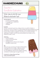 Vorschau - Arbeitsblätter - Schriftliche Subtraktion bis 10 000 | Freiarbeit 4. Klasse | 24 Karteikarten mit Selbstkontrolle | Eissorten - Seite 1