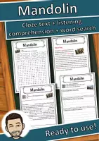Vorschau - Arbeitsblätter - Mandolin Music worksheet: cloze text, listening comprehension and word search - English - Deckblatt