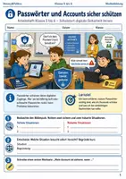 Vorschau - Arbeitsblätter - Passwörter und Accounts sicher schützen Arbeitsheft Klasse 5 bis 6 Schulstart digitale Sicherheit lernen - Deckblatt