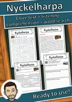 Vorschau - Arbeitsblätter - Nyckelharpa Music worksheet: cloze text, listening comprehension and word search - English - Deckblatt