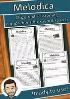 Vorschau - Arbeitsblätter - Melodica Music worksheet: cloze text, listening comprehension and word search - English - Deckblatt