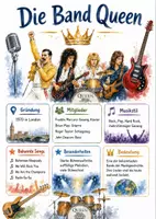 Vorschau - Arbeitsblätter - Lernposter + Arbeitsblätter zum Thema "Die Band Queen" + Lösung & MP3 + Mindmap + Infografiken - Deckblatt
