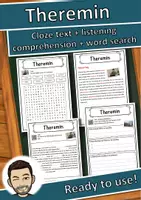 Vorschau - Arbeitsblätter - Theremin Music worksheet: cloze text, listening comprehension and word search - English - Deckblatt
