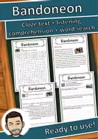 Vorschau - Arbeitsblätter - Bandoneon Music worksheet: cloze text, listening comprehension and word search - English - Deckblatt