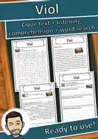 Vorschau - Arbeitsblätter - Viol Music worksheet: cloze text, listening comprehension and word search - English - Deckblatt