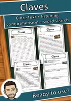 Vorschau - Arbeitsblätter - Claves Music worksheet: cloze text, listening comprehension and word search - English - Deckblatt