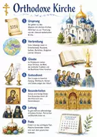 Vorschau - Arbeitsblätter - Lernposter + Arbeitsblätter zum Thema "Orthodoxe Kirche" + Lösung & MP3 + Mindmap + Infografiken - Deckblatt