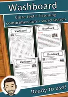 Vorschau - Arbeitsblätter - Washboard Music worksheet: cloze text, listening comprehension and word search - English - Deckblatt