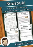 Vorschau - Arbeitsblätter - Bouzouki Music worksheet: cloze text, listening comprehension and word search - English - Deckblatt